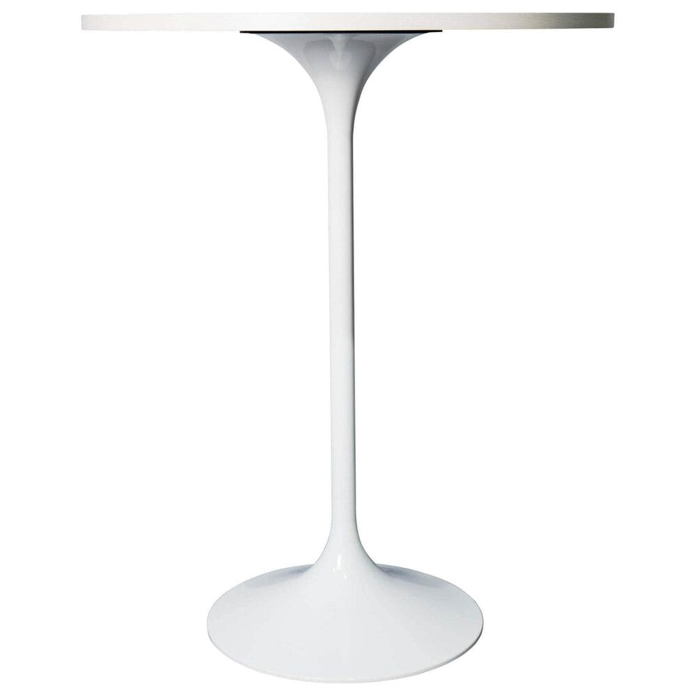 Leisuremod LeisureMod Verve Collection Modern Bar Height Table White Base with 27 Round Light Natural Wood MDF Top, , large