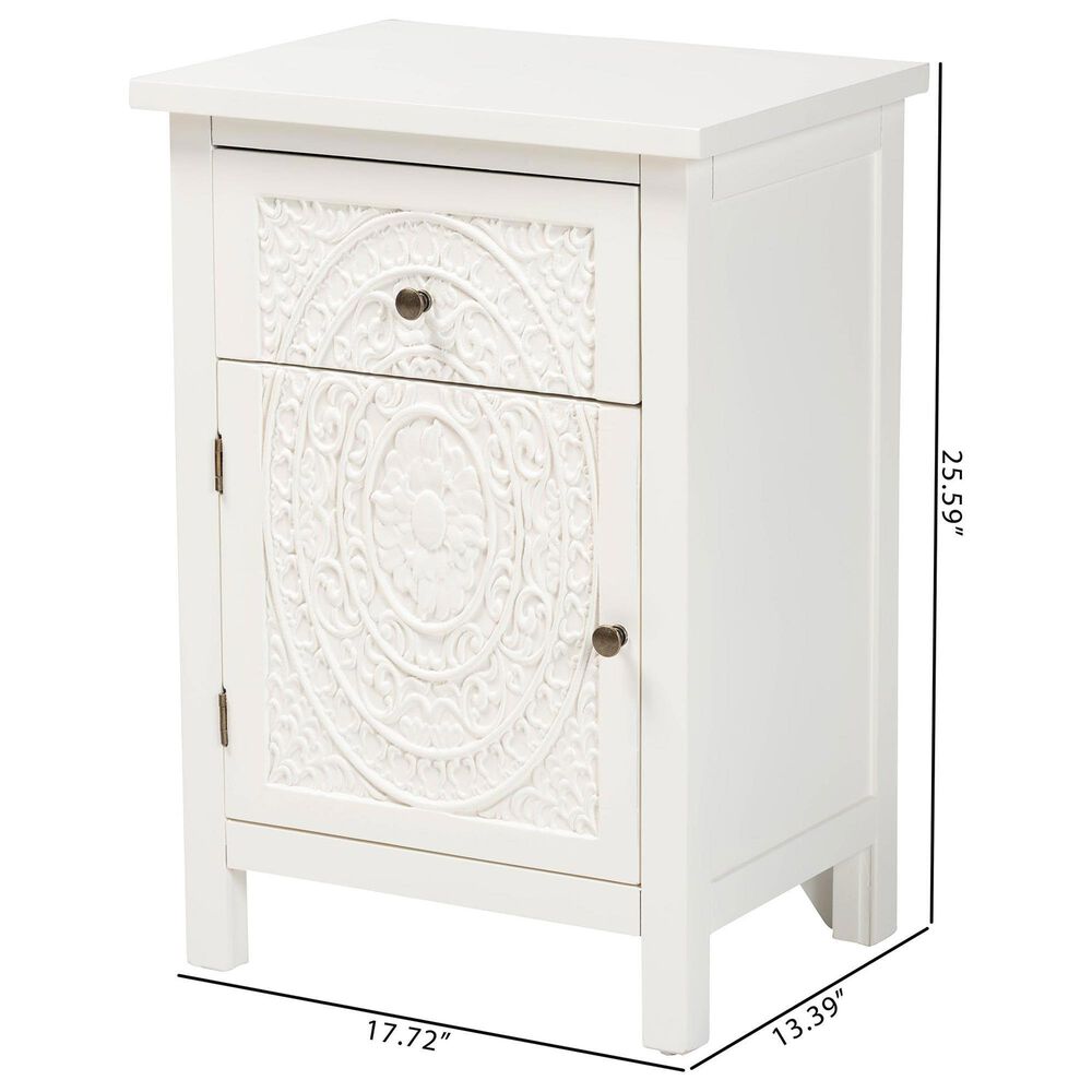 Baxton Studio Lambert 1-Drawer End Table in White, , large