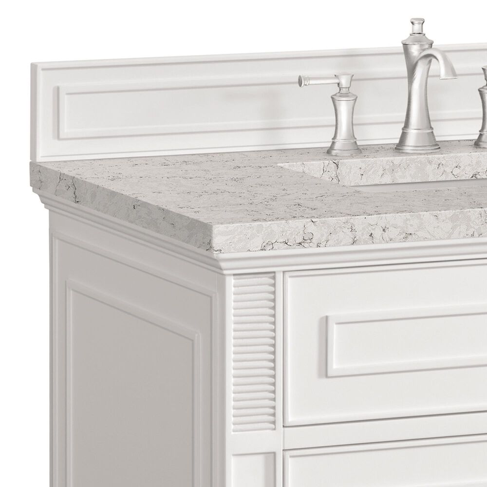 James Martin Vanities Lorelai 36&quot; Single Vanity in Bright White with 3 cm Eternal Jasmine Pearl Quartz Top, , large