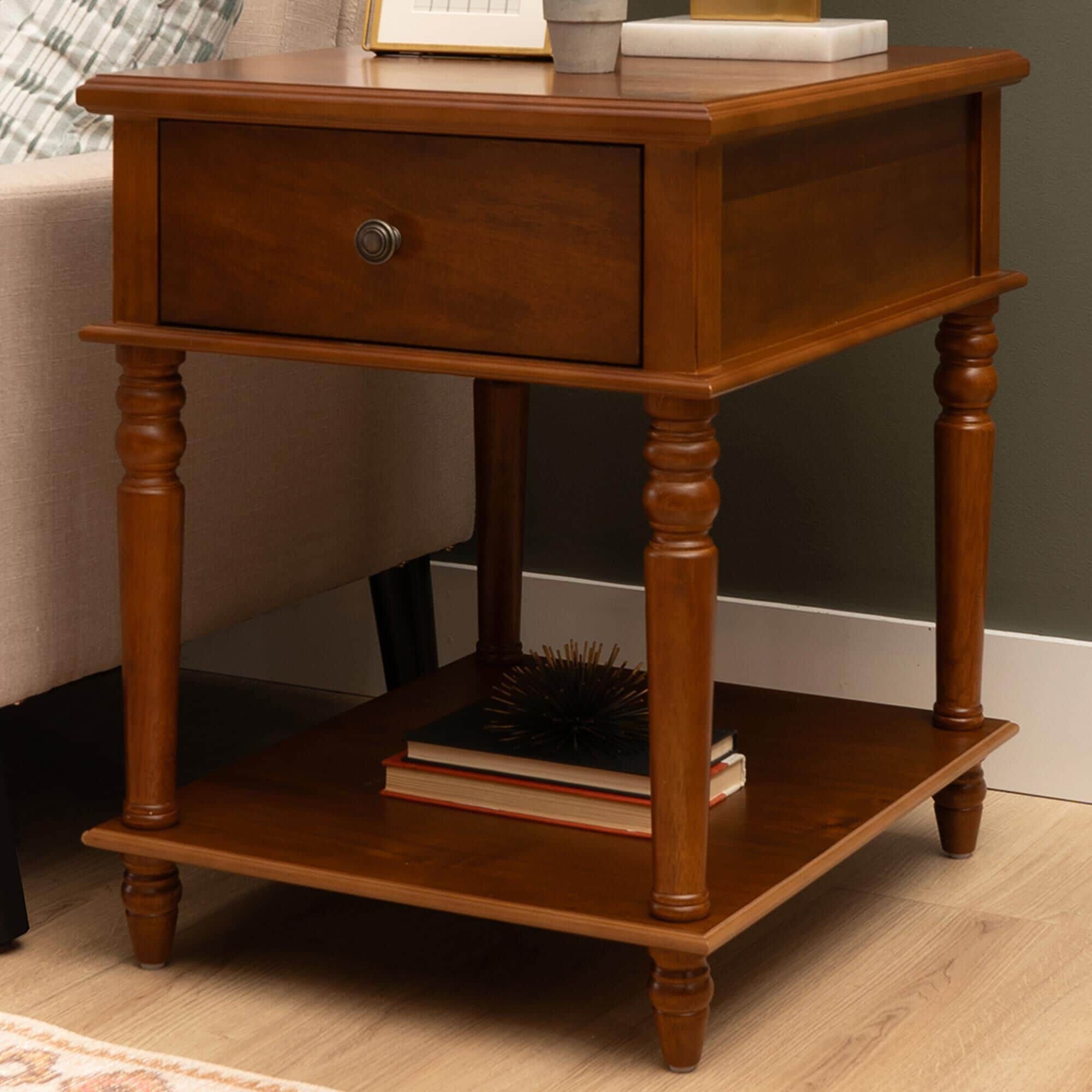 Linon Home Decor Mcghie Side Table in Hazelnut