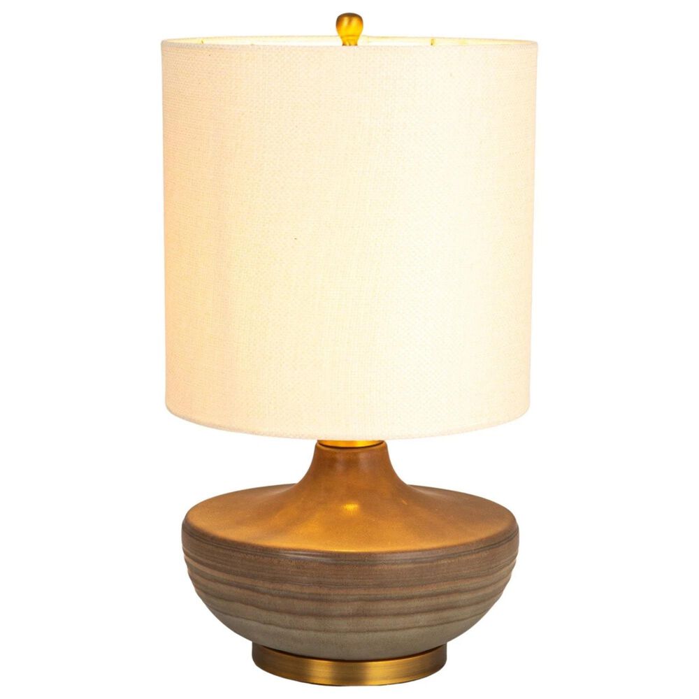 Creative Coop Salem Stoneware Table Lamp in Mushroom Brown, , large