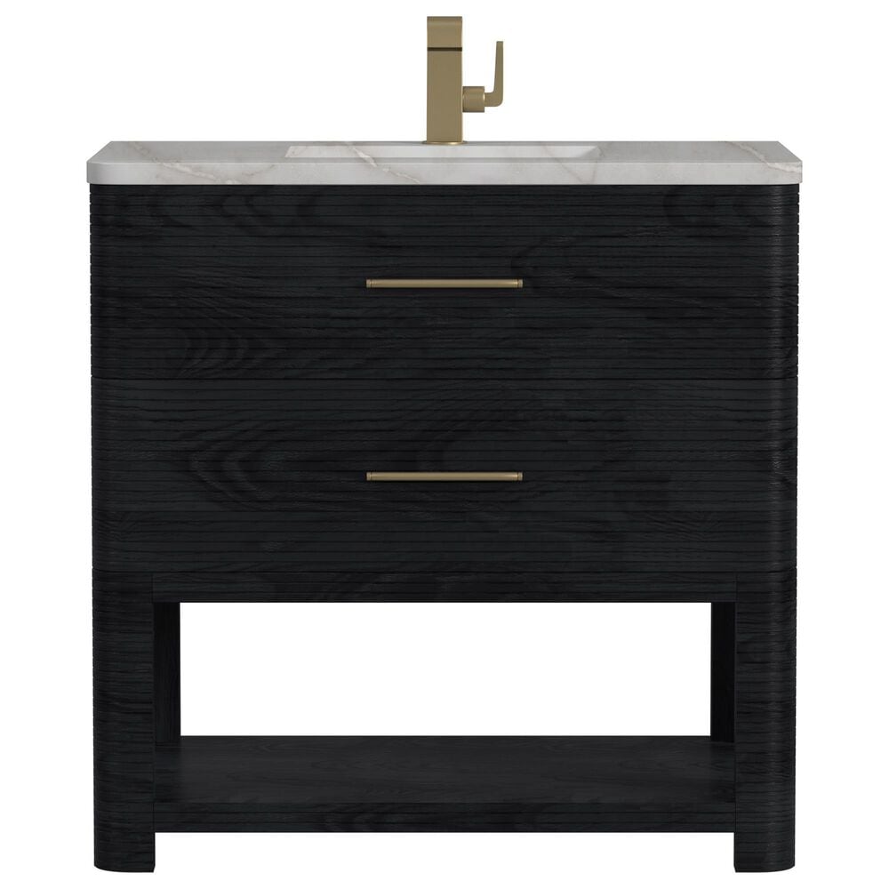 James Martin Vanities Lucian 36&quot; Single Vanity in Carbon Oak with 3 cm Victorian Silver Quartz Top, , large