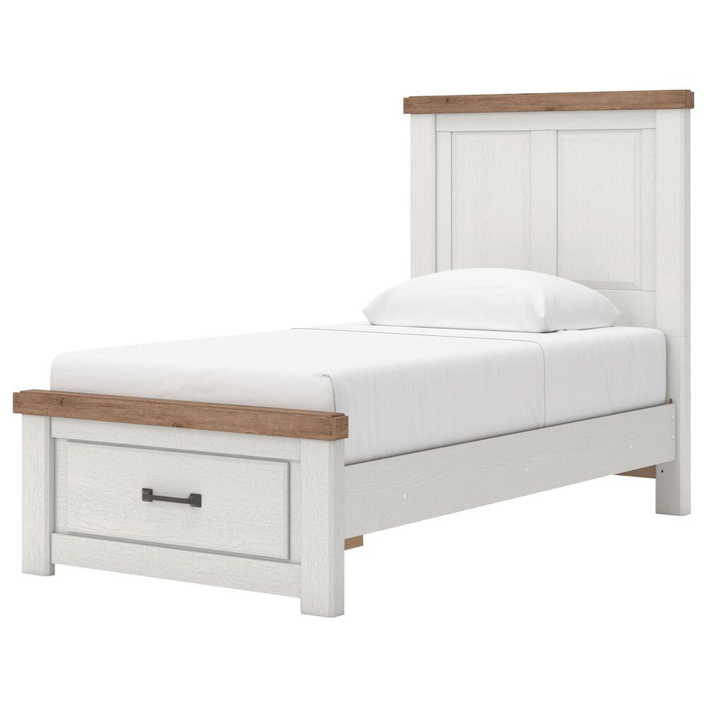 Ashley Savonport Twin Storage Panel Bed in White and Brown, , large