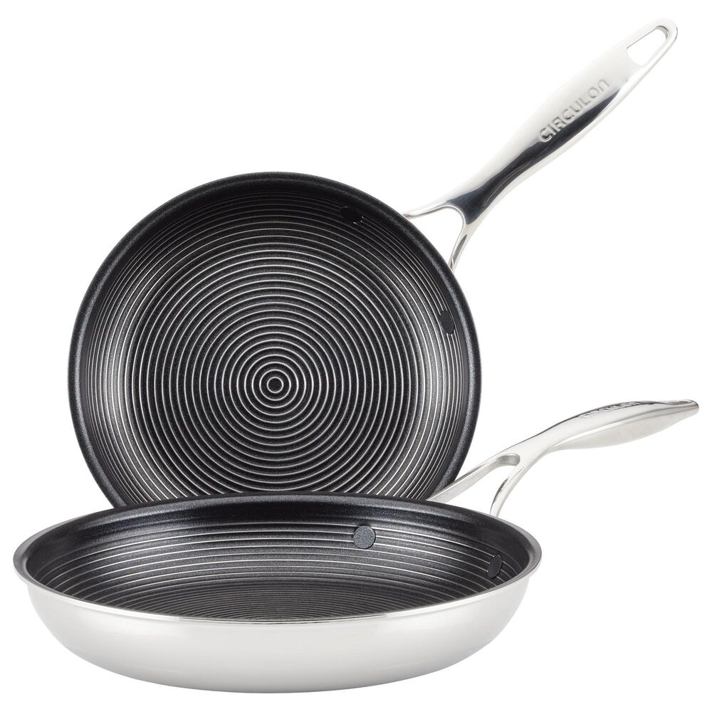 Circulon 8.5&quot; and 10&quot; Tri-Ply Clad Nonstick Frying Pan Set in Stainless Steel, , large