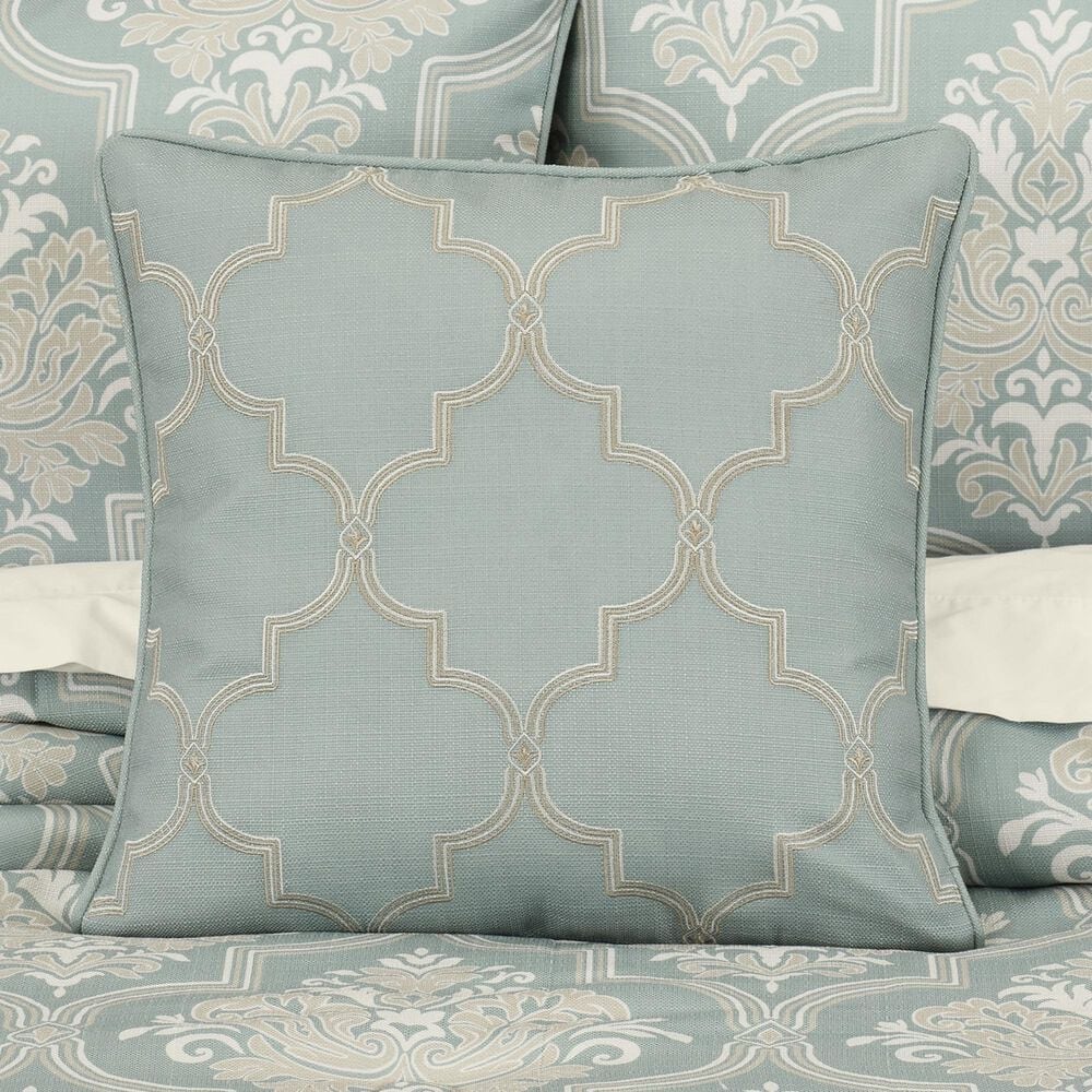 J. Queen New York Tranquility 18&quot; Square Throw Pillow in Aqua, Cream and Gold, , large