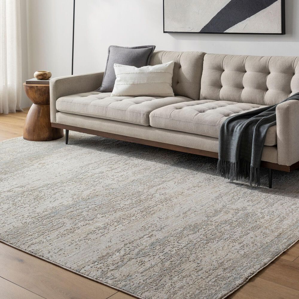 Surya Masterpiece Medium Gray, Light Gray, Cream and Ice Blue 5&#39; x 7&#39;5&quot; Area Rug, , large