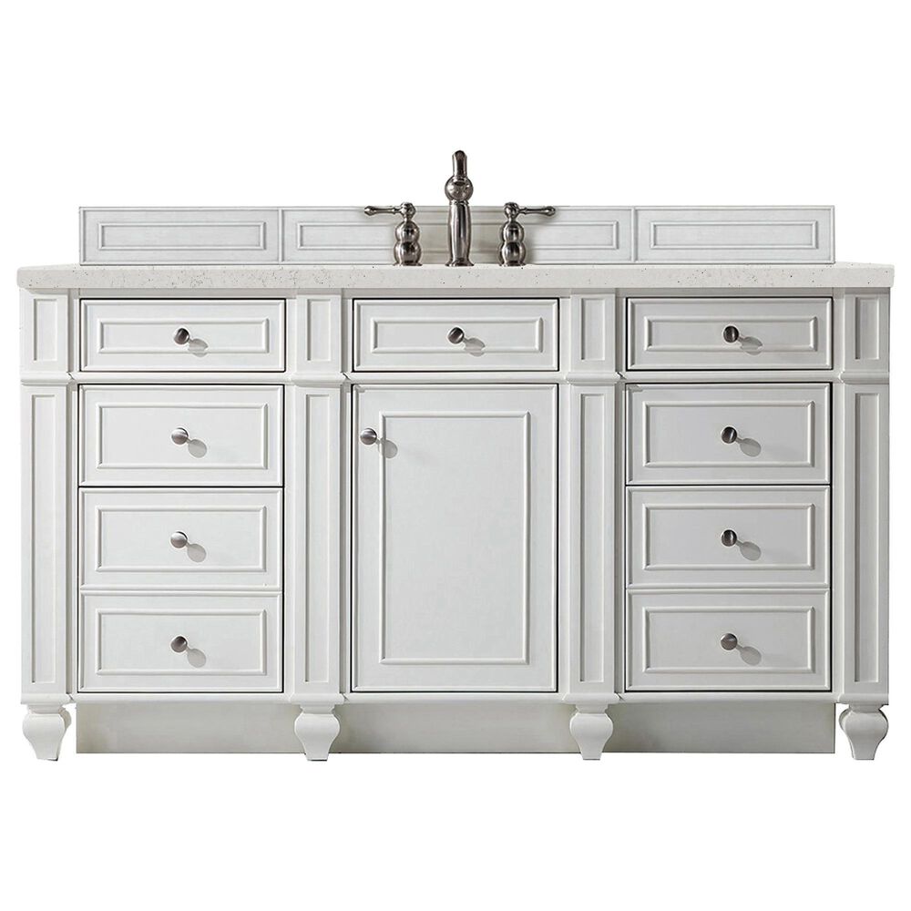 James Martin Vanities Bristol 60" Single Bathroom Vanity in Bright White with 3 cm Lime Delight Quartz Top and Rectangular Sink, , large
