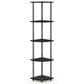 HOMLUX 5-Tier Modern Tall Corner Open Bookshelf in Black and Grey, , large