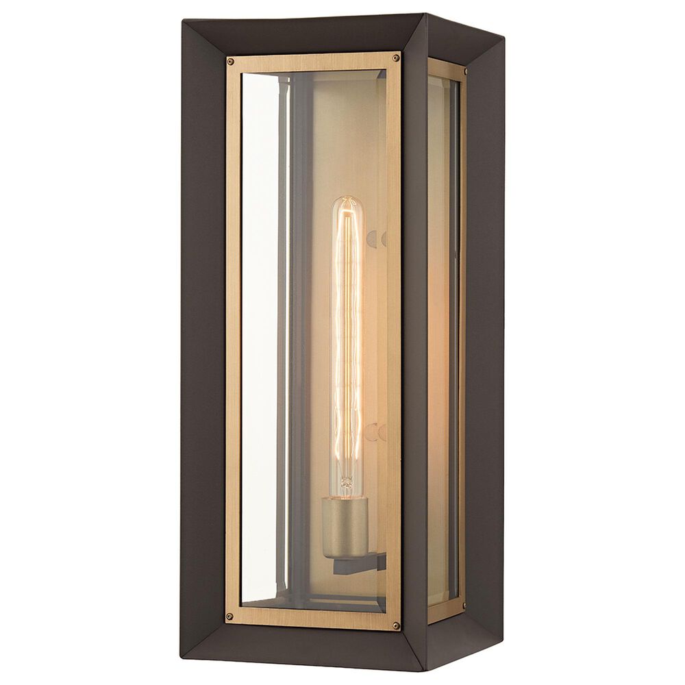 Troy Lighting Lowry 21" 1-Light Exterior Wall Sconce in Textured Bronze and Patina Brass, , large