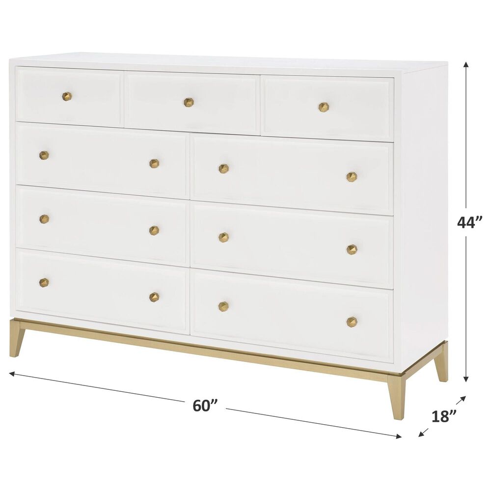 Legacy Classic Chelsea 9-Drawer Bureau in White and Gold, , large