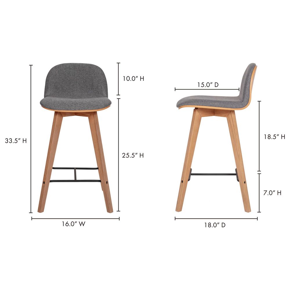 Moe&#39;s Home Collection Napoli Counter Stool in Elephant Grey, , large