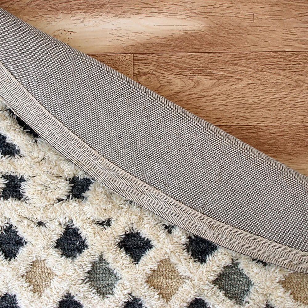 L&amp;R Resources Sinuous Modern Geometric 6&#39; Round Blue, Cream and Tan Area Rug, , large