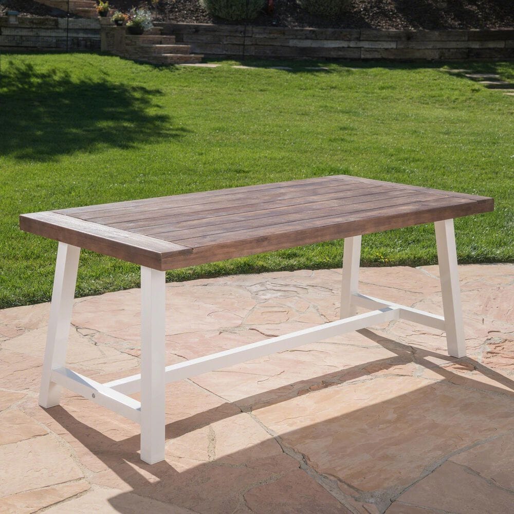 Hearth and Haven Carlie Outdoor Dining Table in Brown and White - Table Only, , large