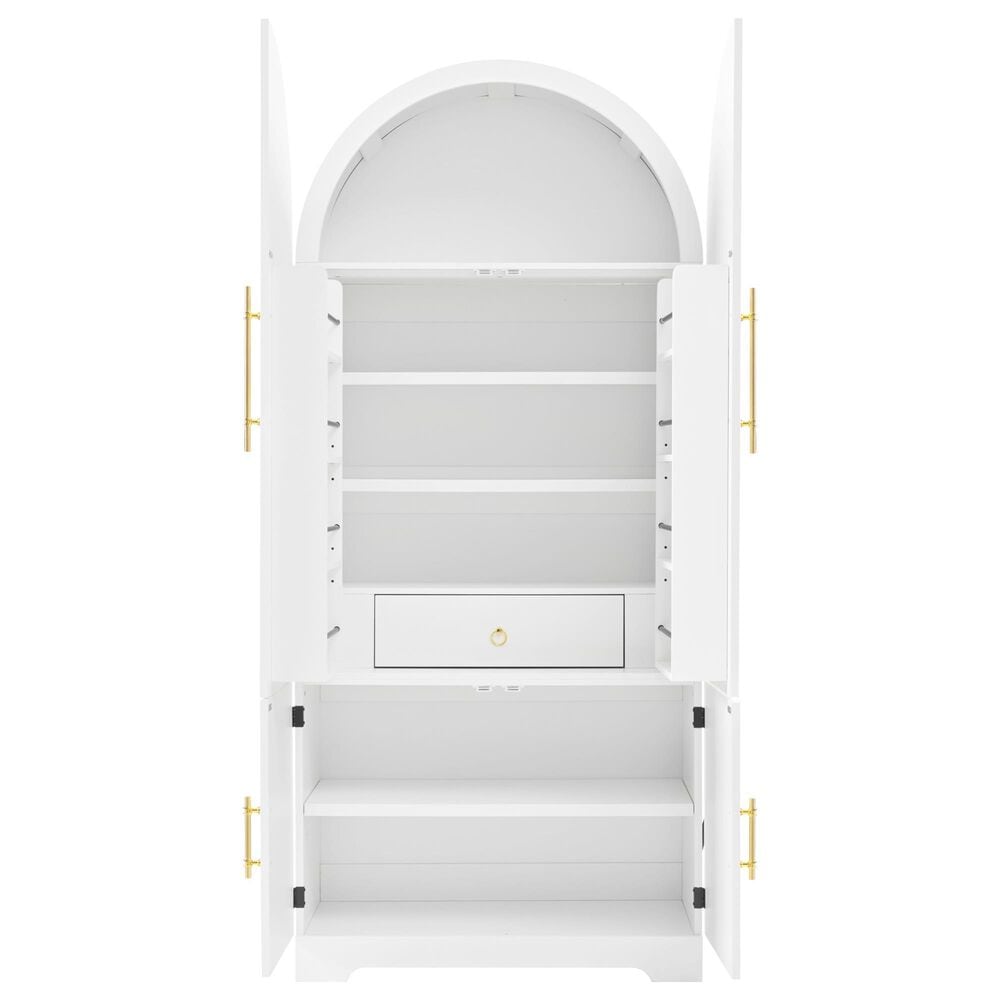 HOMLUX 72" Tall Arched Kitchen Pantry Cabinet in White, , large
