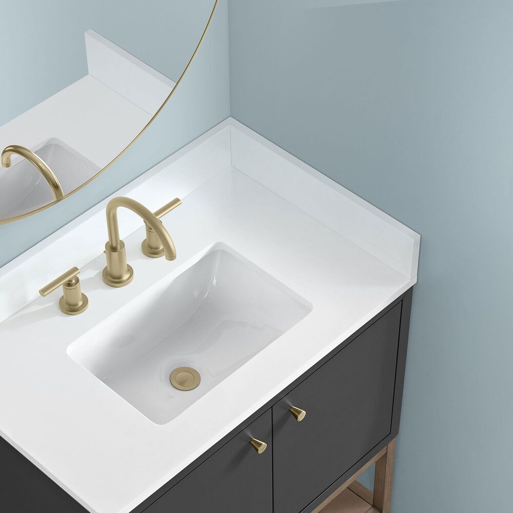 37B Isadore 30" Single Bathroom Vanity Cabinet in Tricorn Black and White Composite Stone Top and Backsplash, , large