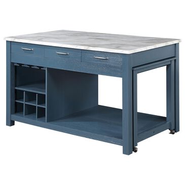 Furniture of America Kling Kitchen Island in Blue and White, , large