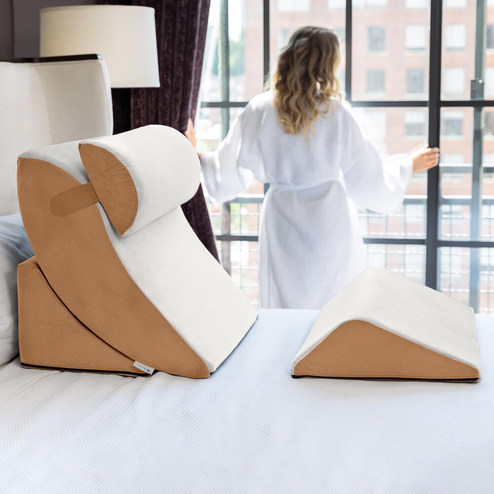 Jaxx Avana Kind Bed Orthopedic Support Pillow Comfort System in Cloud/Camel, , large