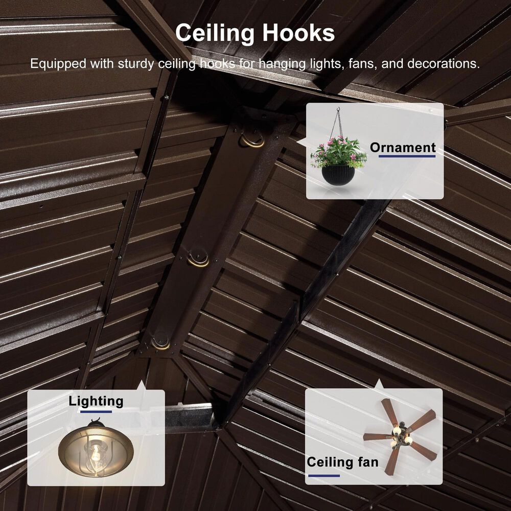 HOMLUX 12'X16' Hardtop gazebo with double roof in Bronze, , large