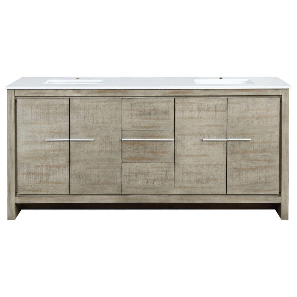 Lexora Home Lafarre 72&quot; Double Bathroom Vanity in Rustic Acacia with 2 cm White Cultured Marble Top and Rectangular Sinks, , large