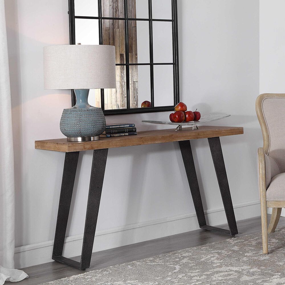 Uttermost Freddy Console Table in Weathered Oak and Black, , large