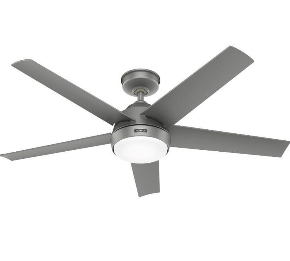 Hunter Skyflow WeatherMax 52&quot; Integrated LED Indoor/Outdoor Ceiling Fan with Light in Matte Silver, , large