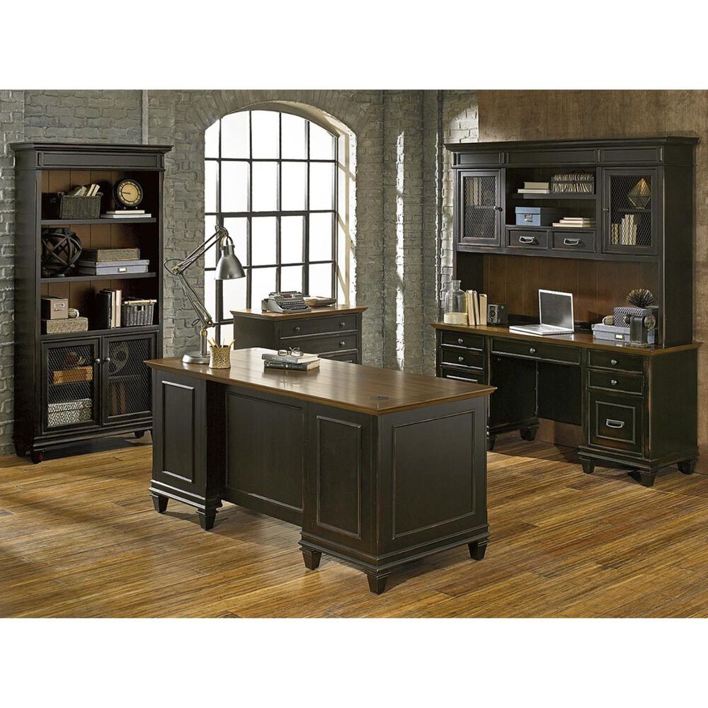 Wycliff Bay Hartford Credenza Desk in Black and Oak, , large