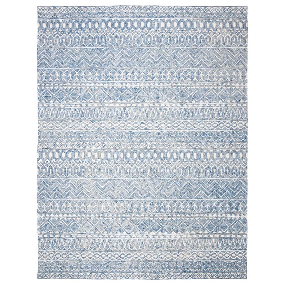 Safavieh Micro-Loop MLP502M 11" x 15" Blue and Ivory Area Rug, , large
