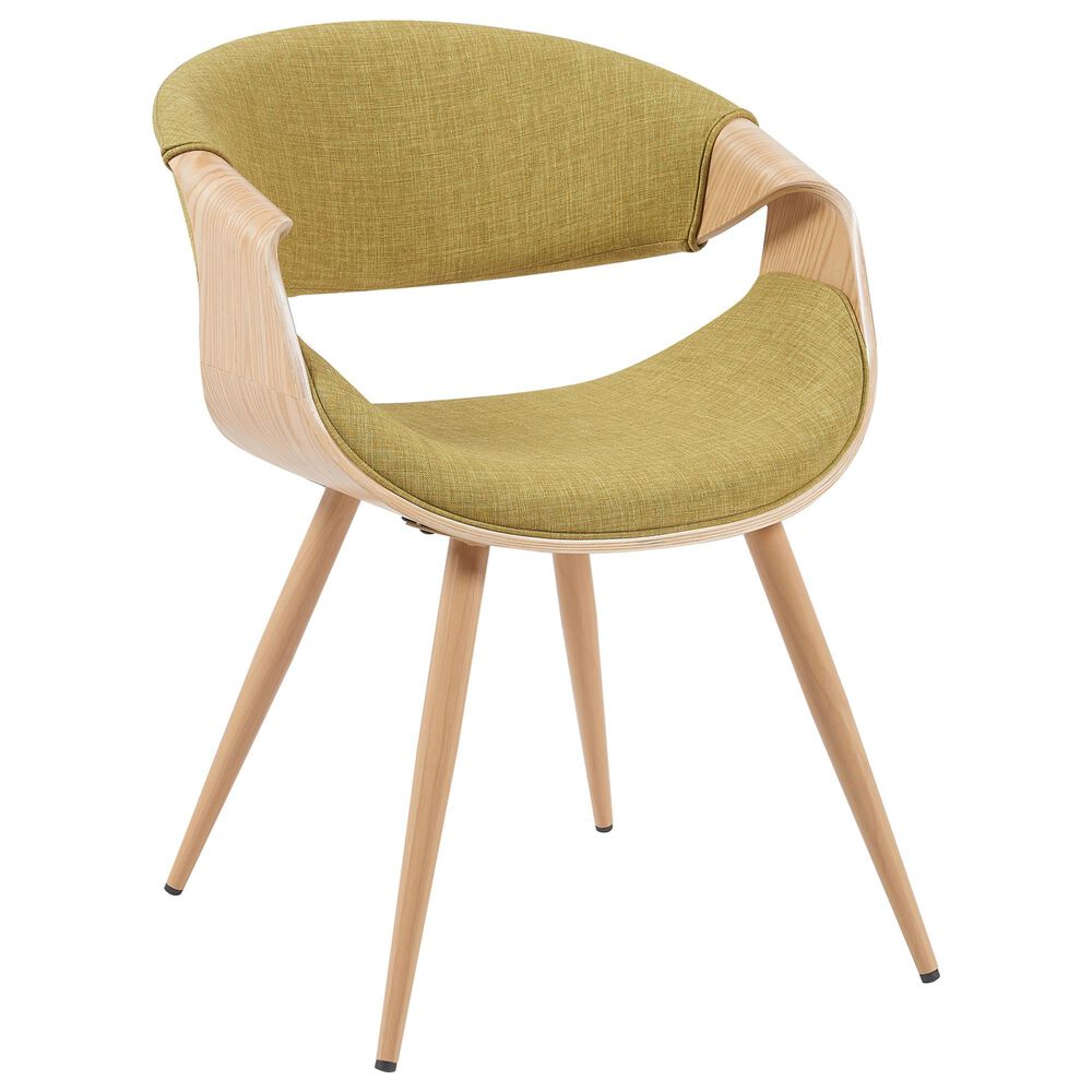 Armen Living Butterfly Arm Chair with Green Upholstery in Oak, , large