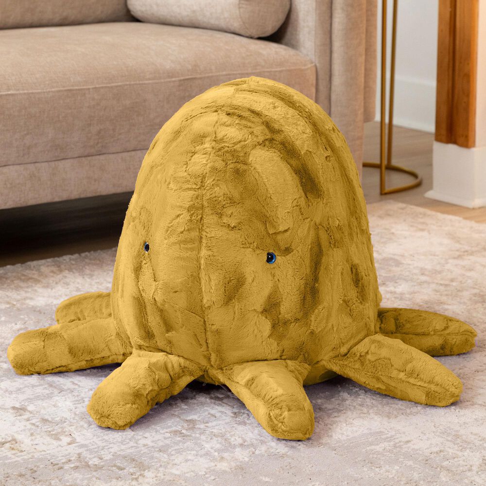 Jaxx Huggy The Octopus Sea Buddy Large Kids Stuffed Animal Bean Bag in Gold, , large
