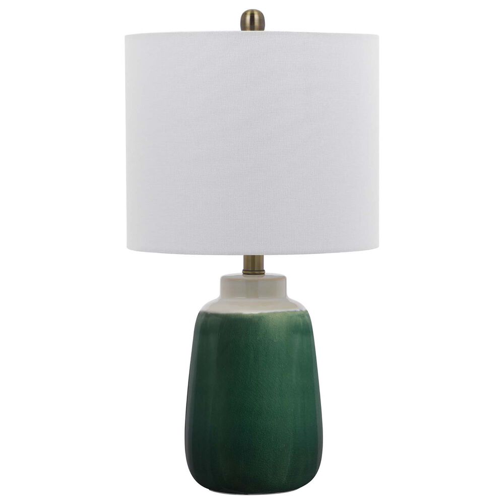 Cal Lighting Crotone Ceramic Table Lamp in Dipped Emerald and Antique Brass, , large