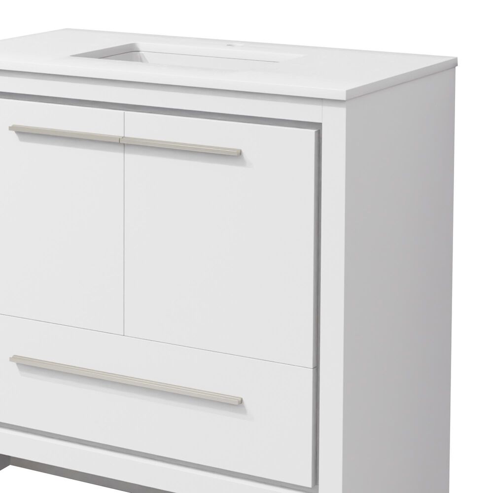 Lexora Home Lafarre 36" Single Bathroom Vanity in White with 2 cm White Quartz Top and Rectangular Sink, , large