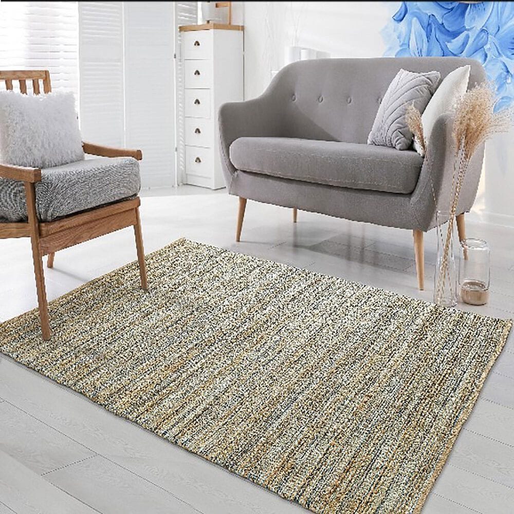 L&amp;R Resources Natural Fiber 10&#39; x 14&#39; Teal Area Rug, , large