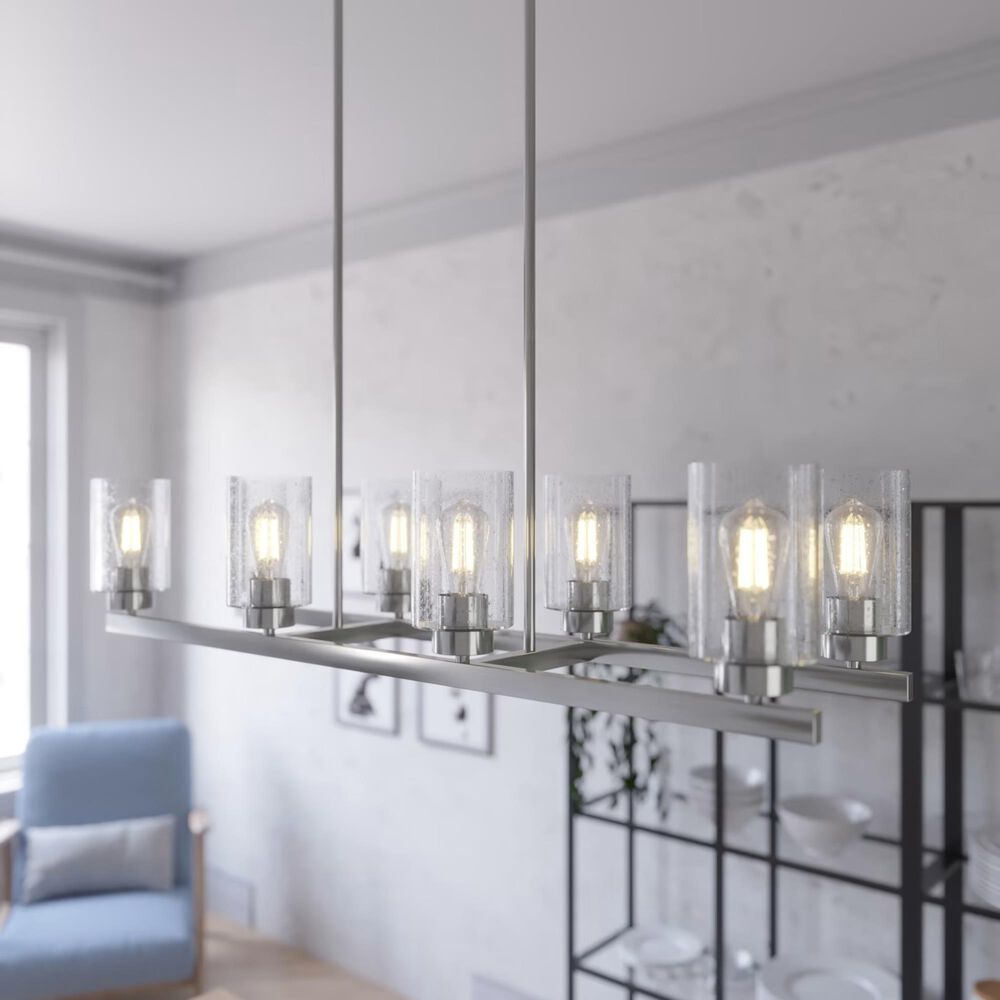 Hunter Hartland 8-Light Linear Chandelier in Brushed Nickel, , large