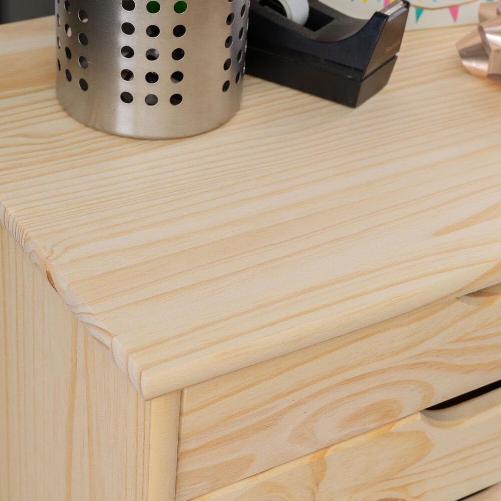 Linon Home Decor Cary 6-Drawer Wide Rolling Cart in Unfinished, , large