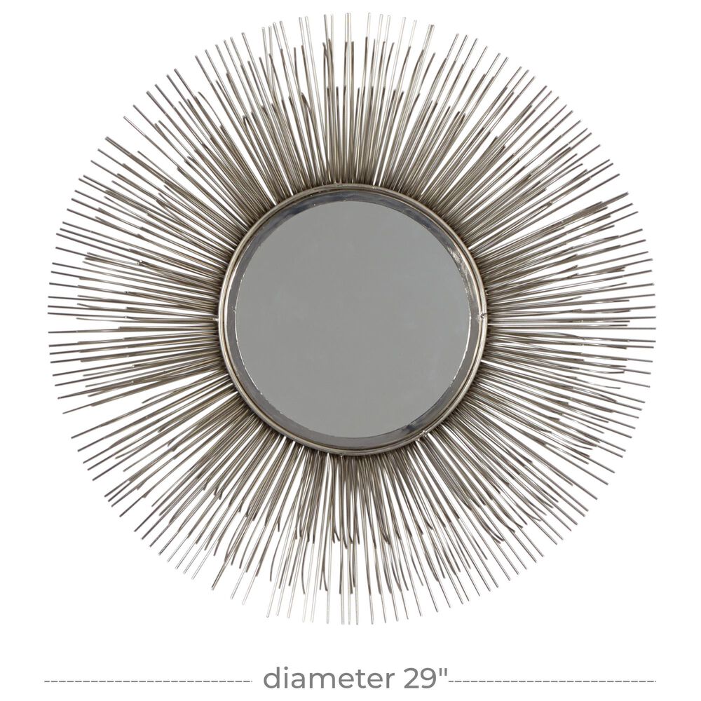 Maple and Jade 29&quot; Round Wall Mirror in Distressed Silver, , large