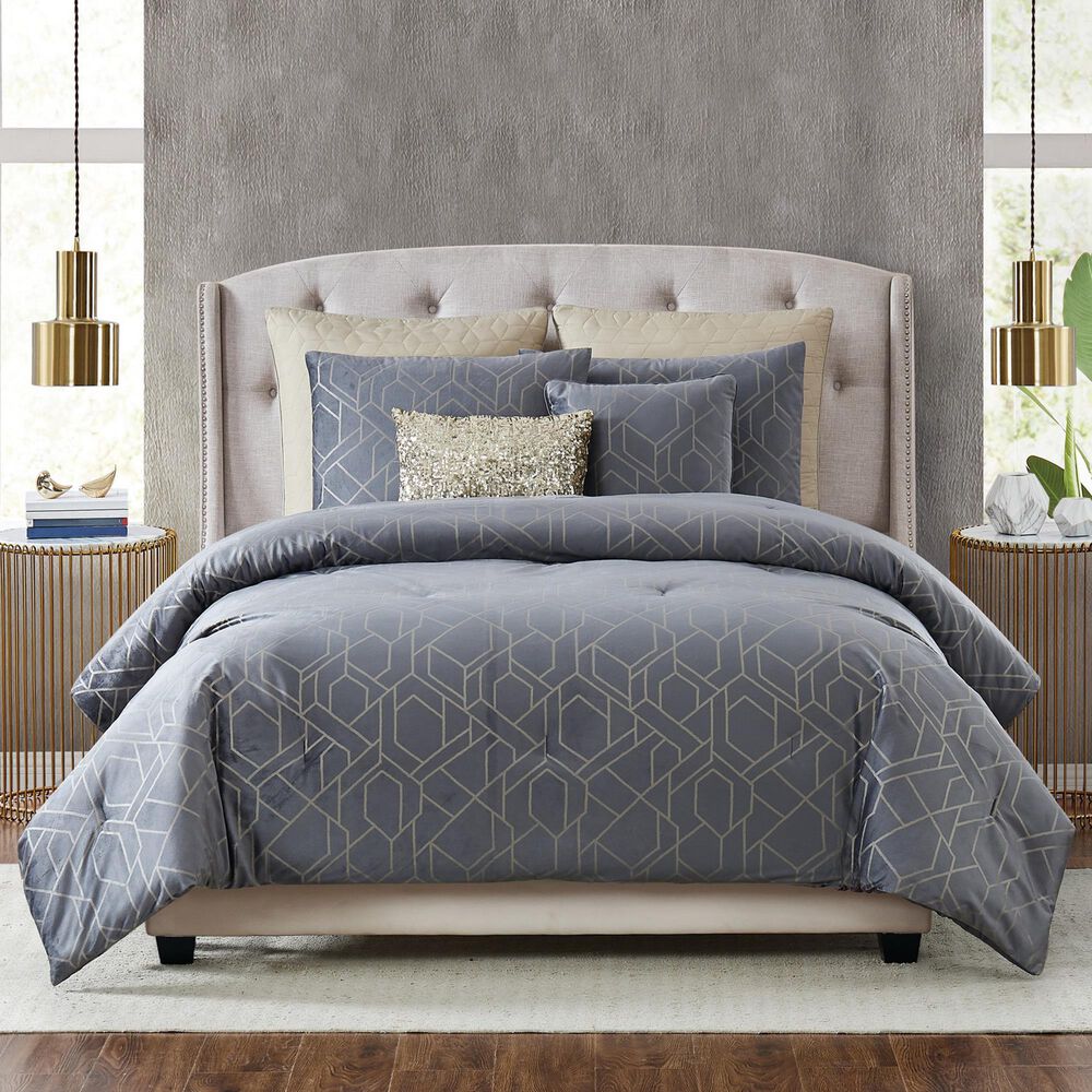 Pem America 5th Avenue Lux Madison 7-Piece Queen Comforter Set in Grey, , large