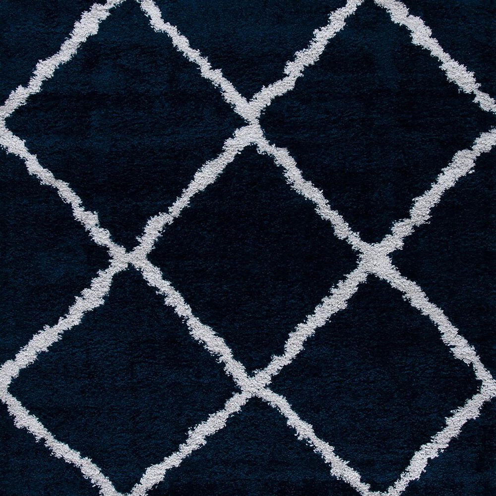 Safavieh August Shag 2&#39;2&quot; x 9&#39; Navy and Ivory Runner, , large