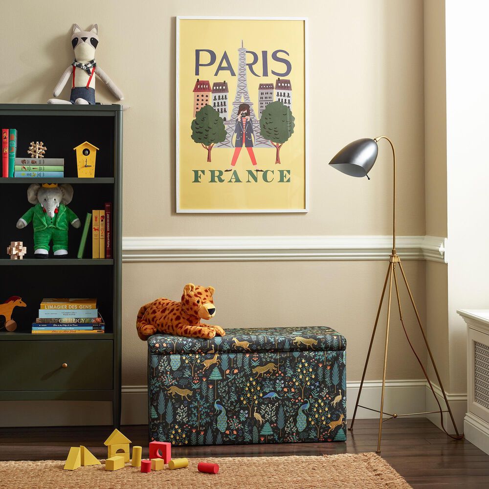 Rifle Paper Co Crafted by Cloth &amp; Company Willie Storage Bench in Menagerie Black, , large