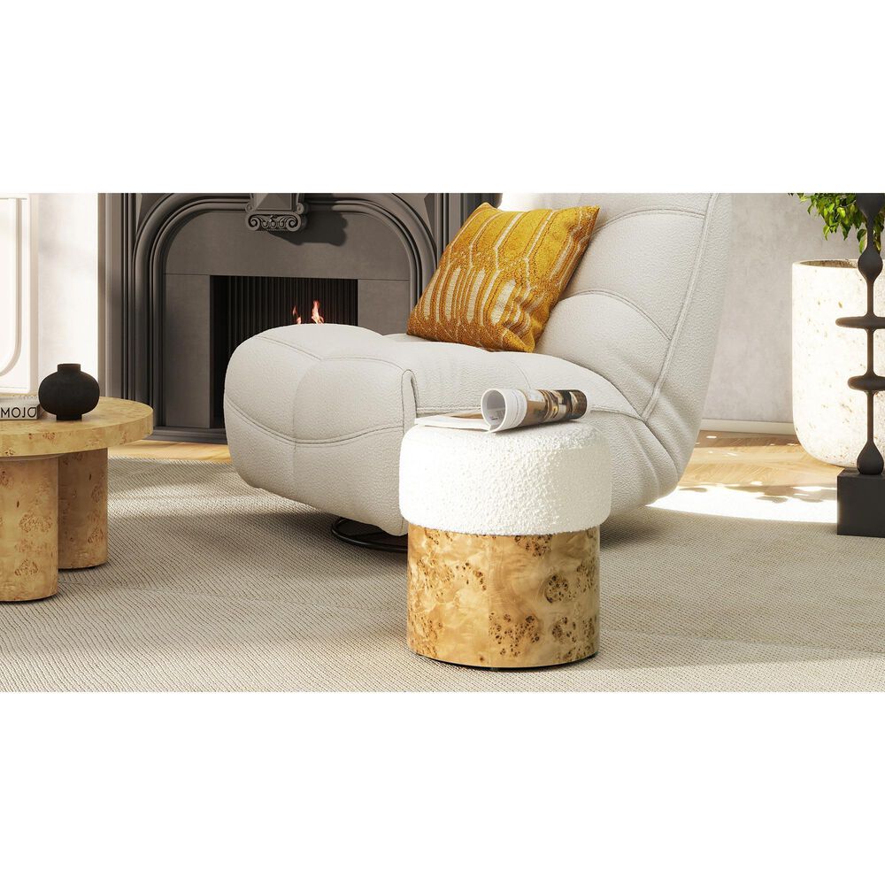 Jennifer Taylor Home Nebula Upholstered Ottoman in Ivory White, , large