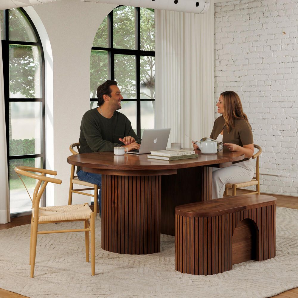 Transformer Table Round Dining Bench in Royal Walnut, , large