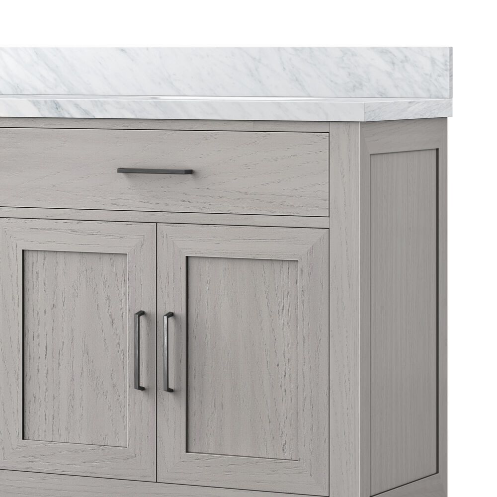 Lexora Home Abbey 80&quot; Double Bathroom Vanity in White Oak with 2 cm White Carrara Marble Top and Rectangular Sinks, , large