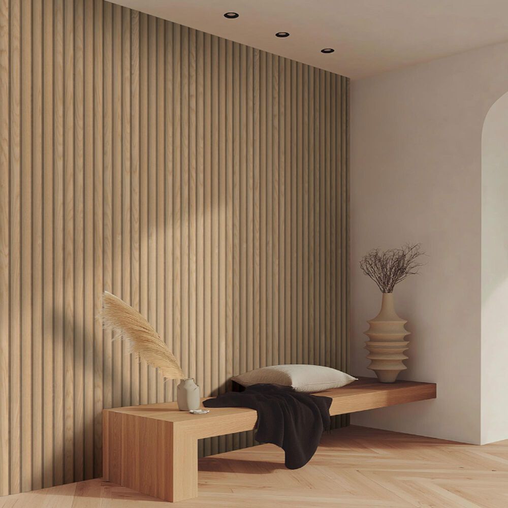 MS International Sonowood Natural Reeded 9.5" x 94.5" Acoustic Wood Slat Panels, , large