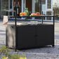 Hearth and Haven Patio Bar Cart with Glass Top and Storage Cabinet in Black, , large