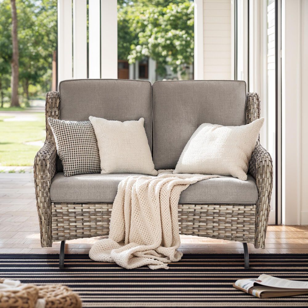 Sunwell Garden Outdoor Glider Loveseat in Gray, , large
