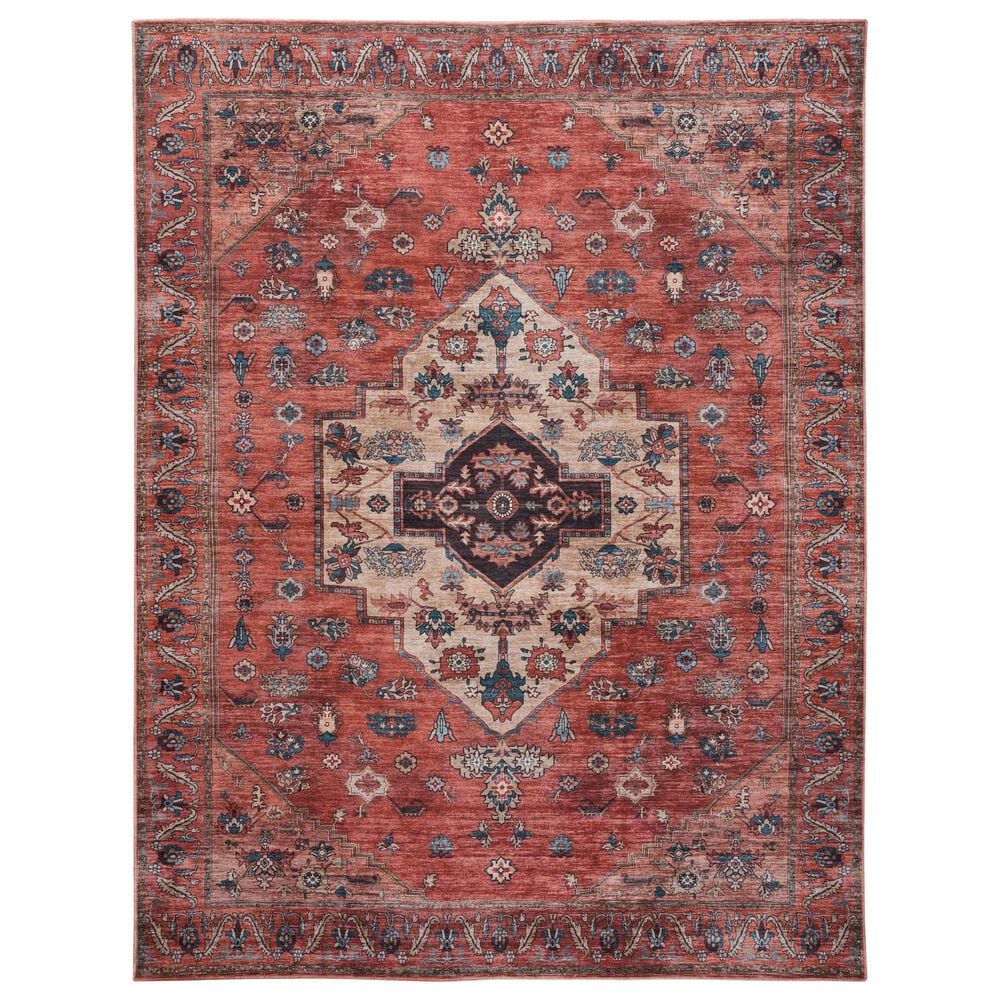 Nourison Grand Washables 5"3" x 7"3" Rust and Multicolor Area Rug, , large