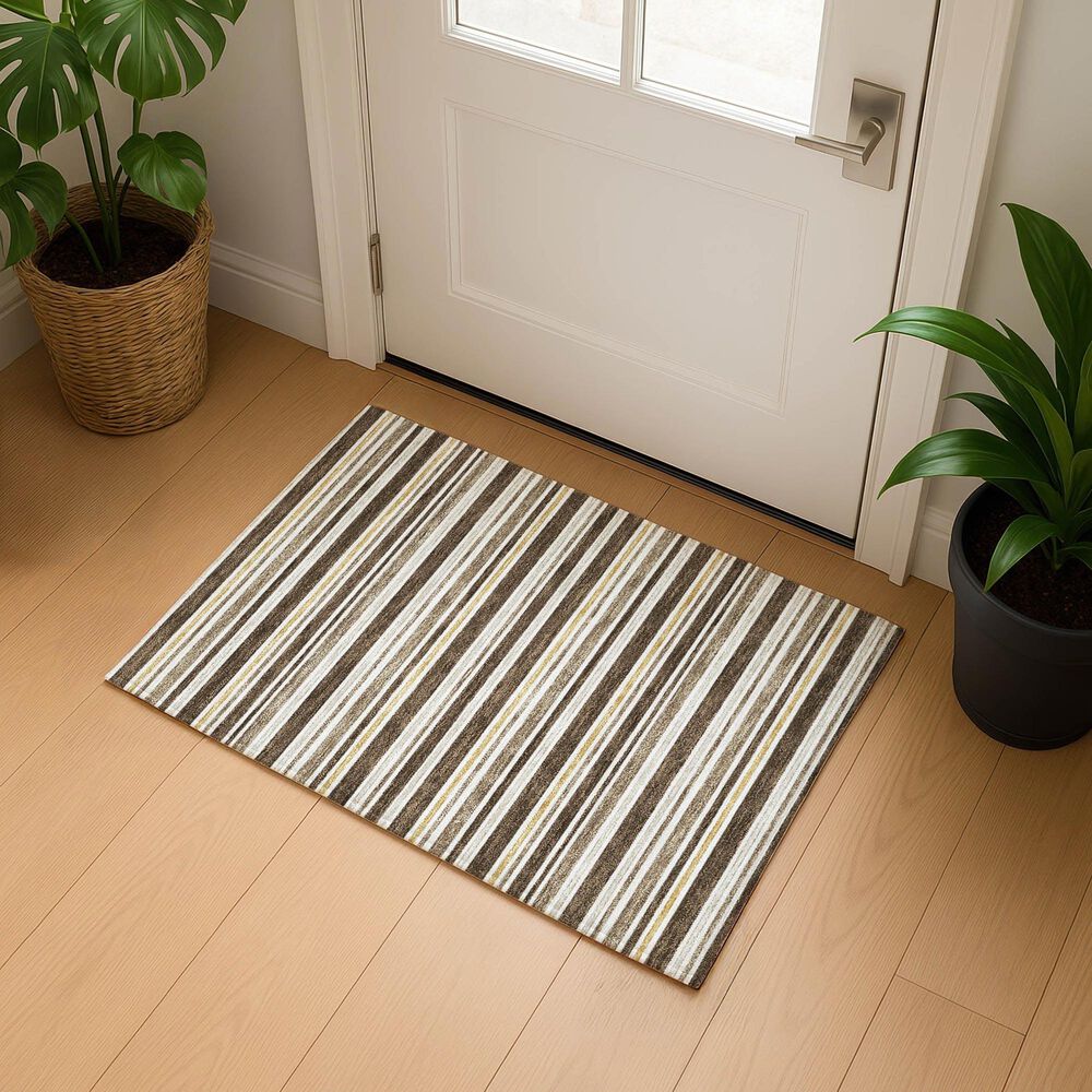 Dalyn Rug Company Soft Essentials Striped Chocolate 2'6" x 3'10" Indoor/Outdoor Area Rug, , large