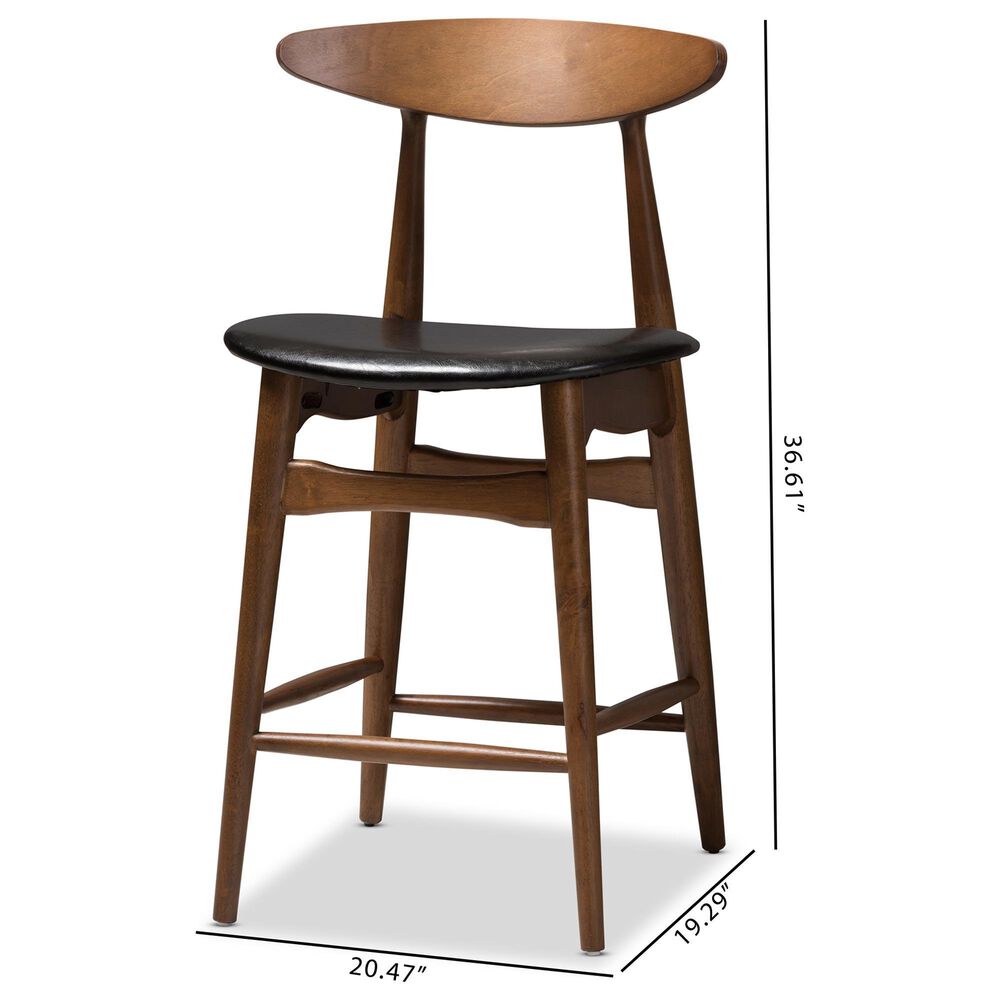Baxton Studio Flora Counter Stool in Walnut (Set of 2), , large