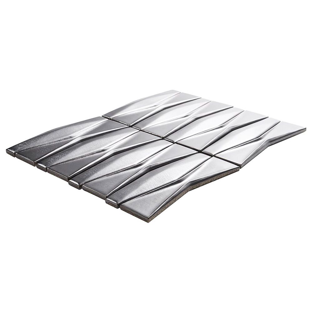 Soho Studio Baroque Adwick Gun Metal 13&quot; x 16&quot; Ceramic Mosaic Sheet, , large