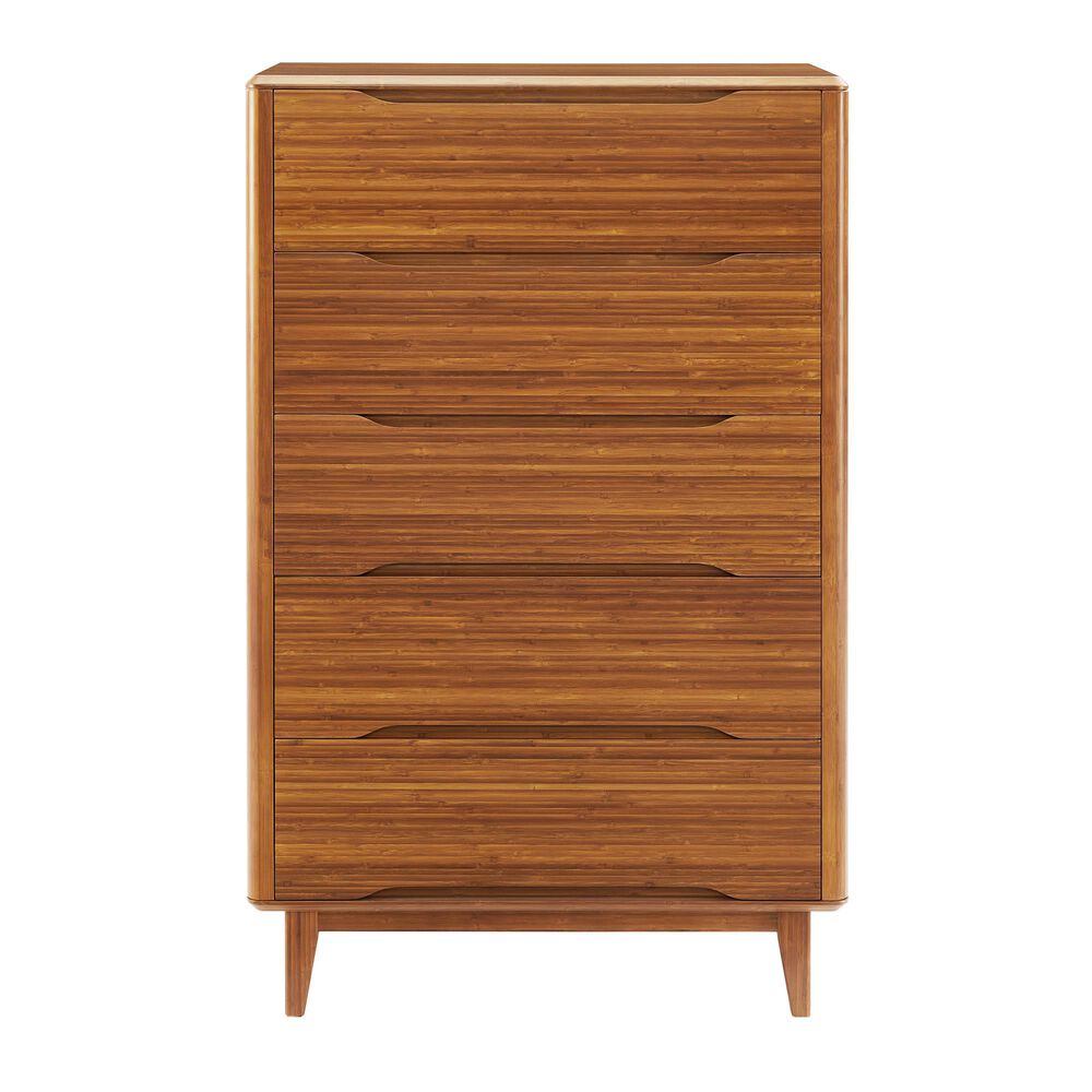 Natural Bamboo Furnishings Five Drawer High Chest, Amber, , large