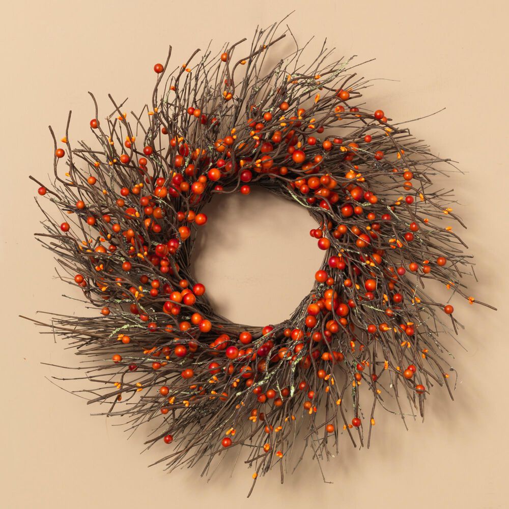 The Gerson Company Twig and Fall Berries Wreath in Brown, , large
